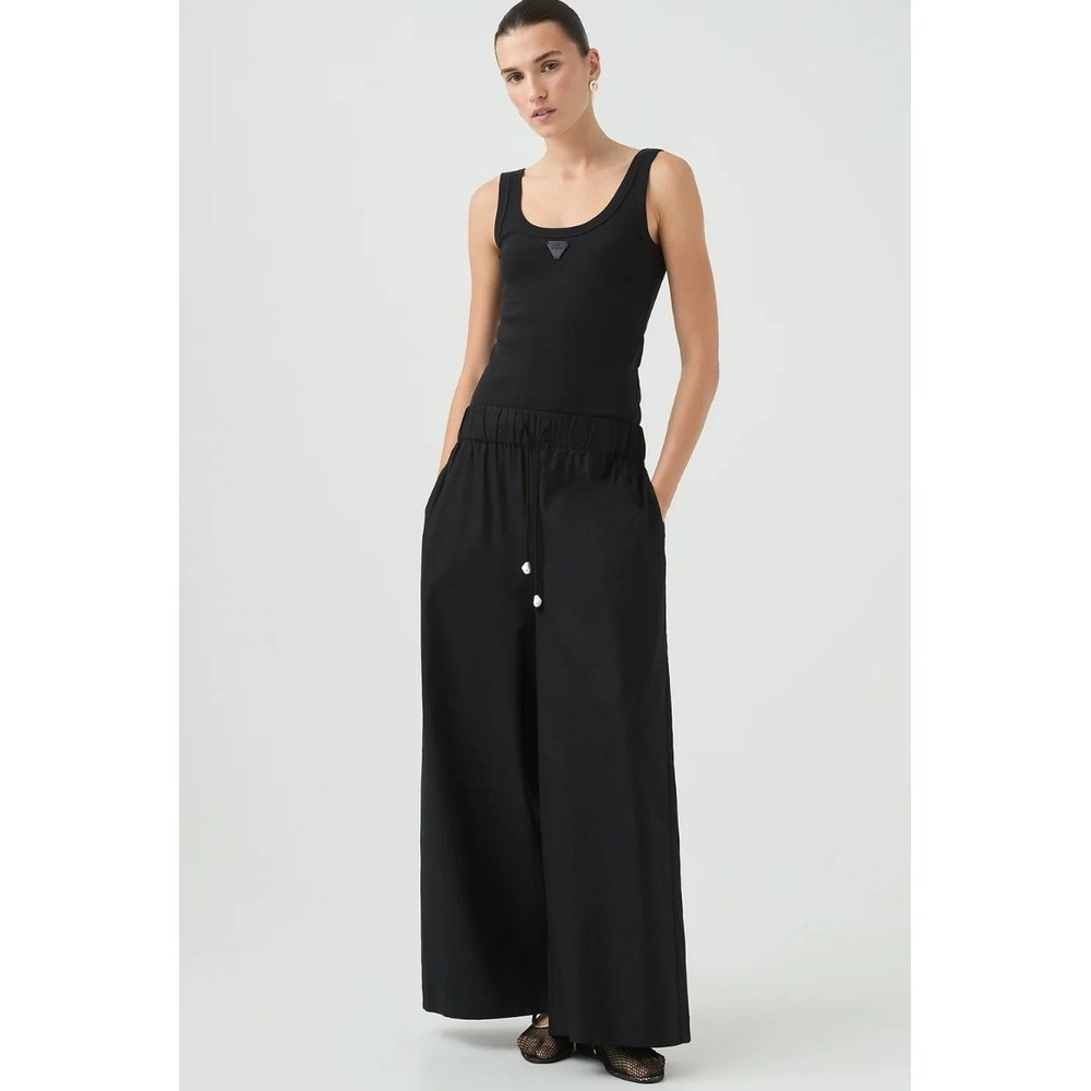 NEW Aje Studio Airlie Relaxed Pants Black Wide Leg Linen Blend New Size 8